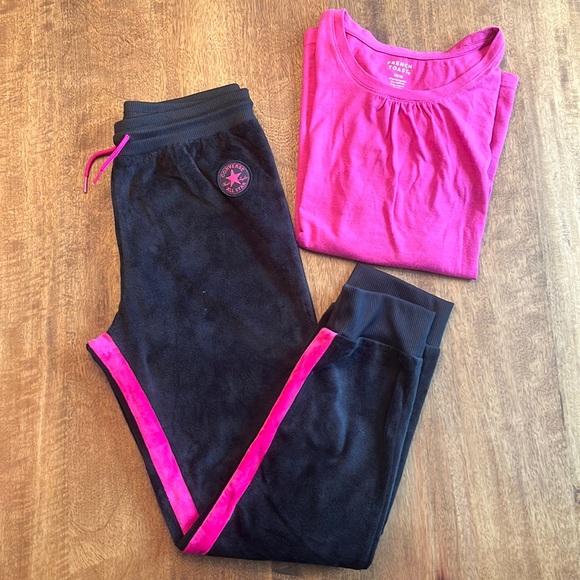 Converse Other - Converse Allstar sweatpants and long sleeve tee outfit big girls size 14/16